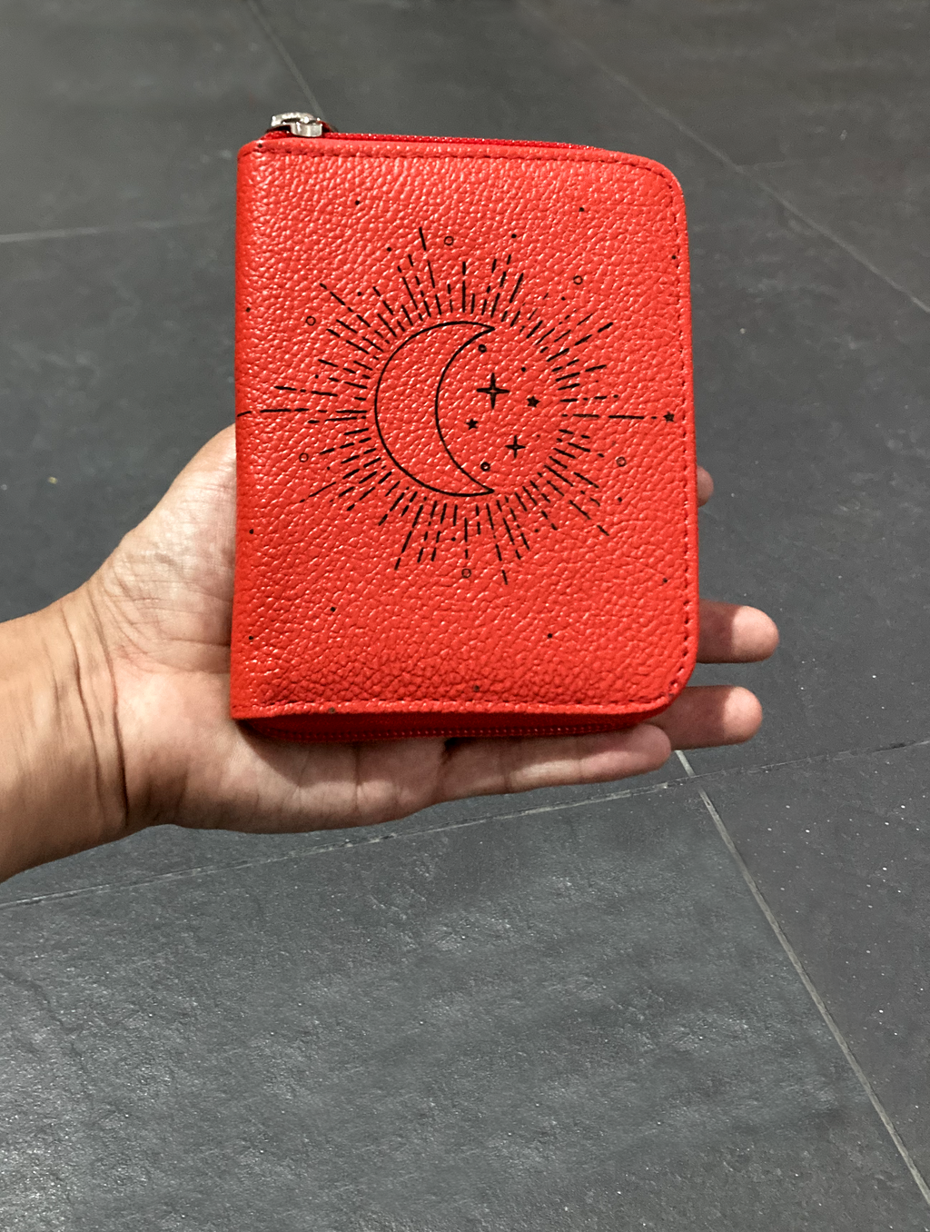 Engraved Leather Zip Wallet