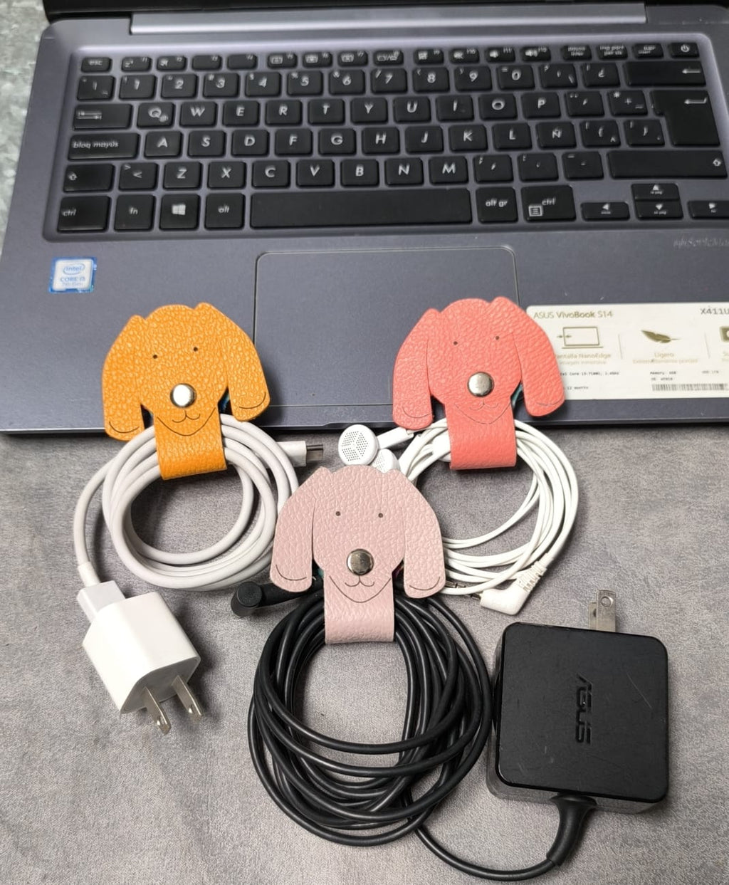 Handmade Leather Dog Cable Organizer – Artisan Cord Wrap & Tech Accessory