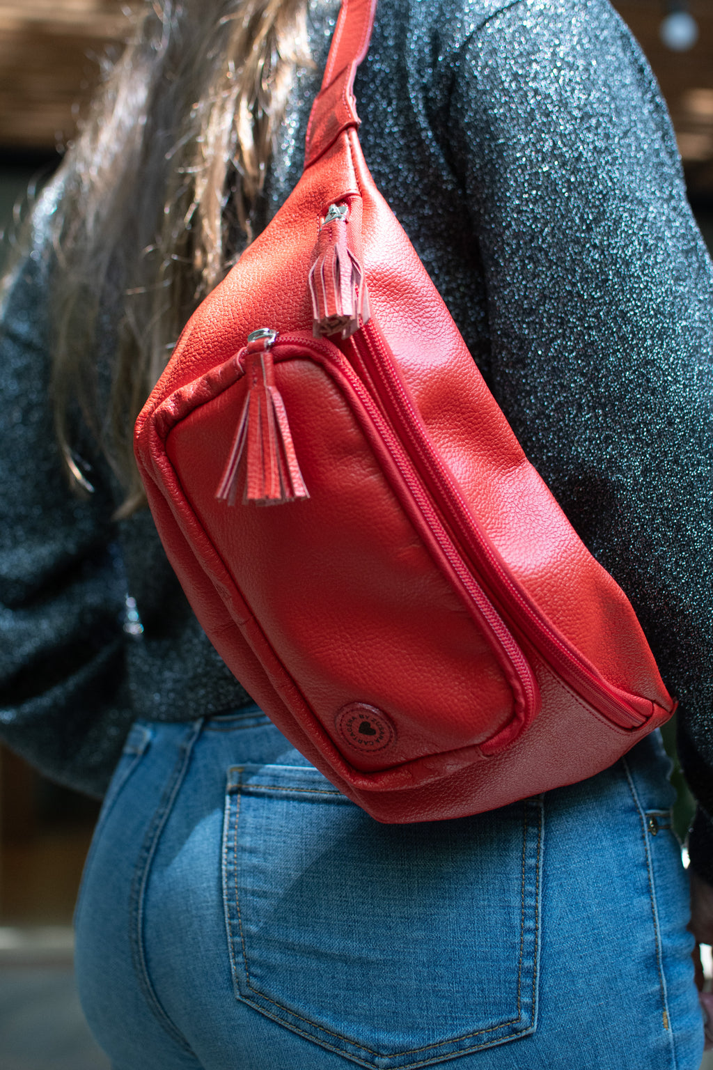 Red Leather Fanny Pack