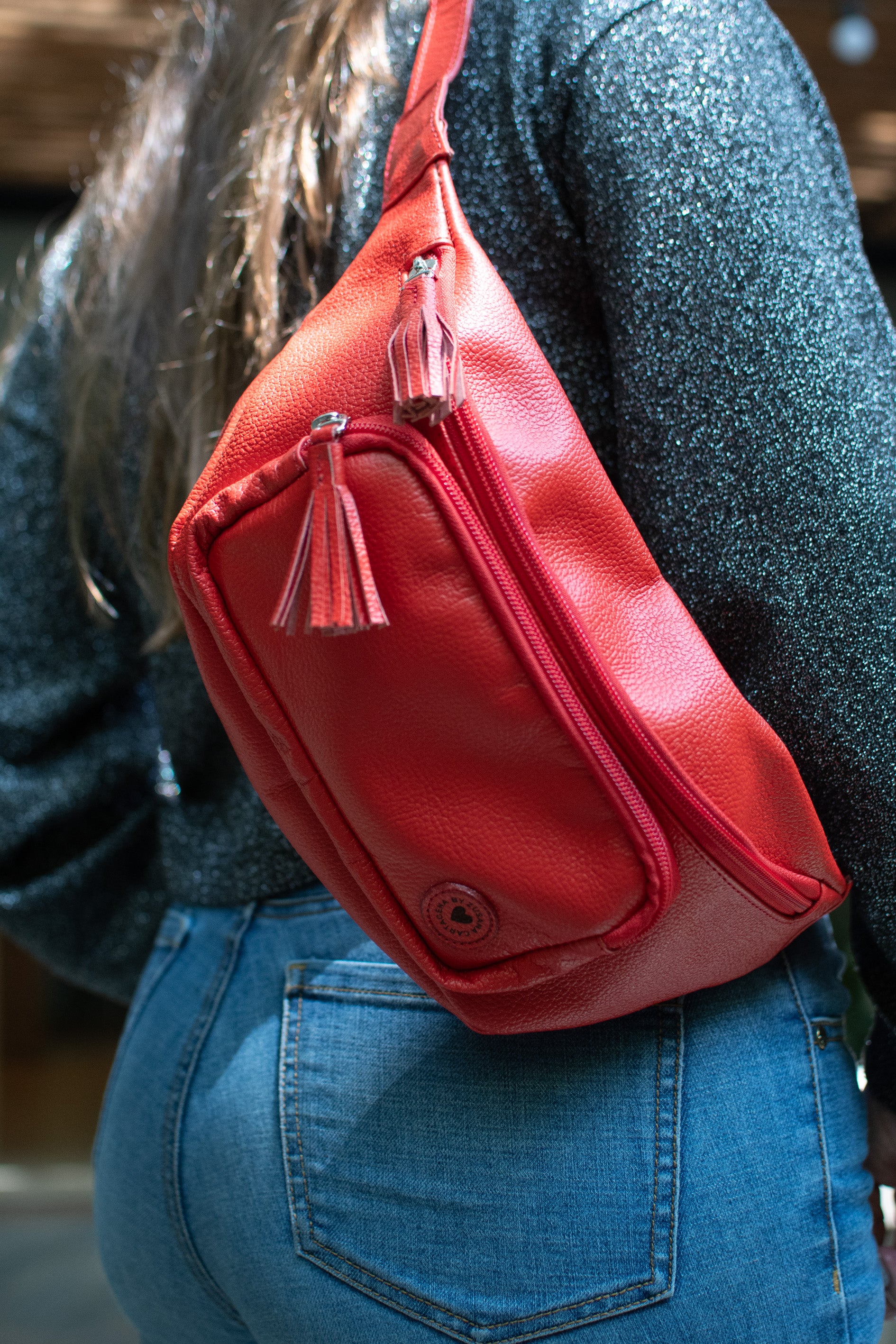 Red Leather Fanny Pack