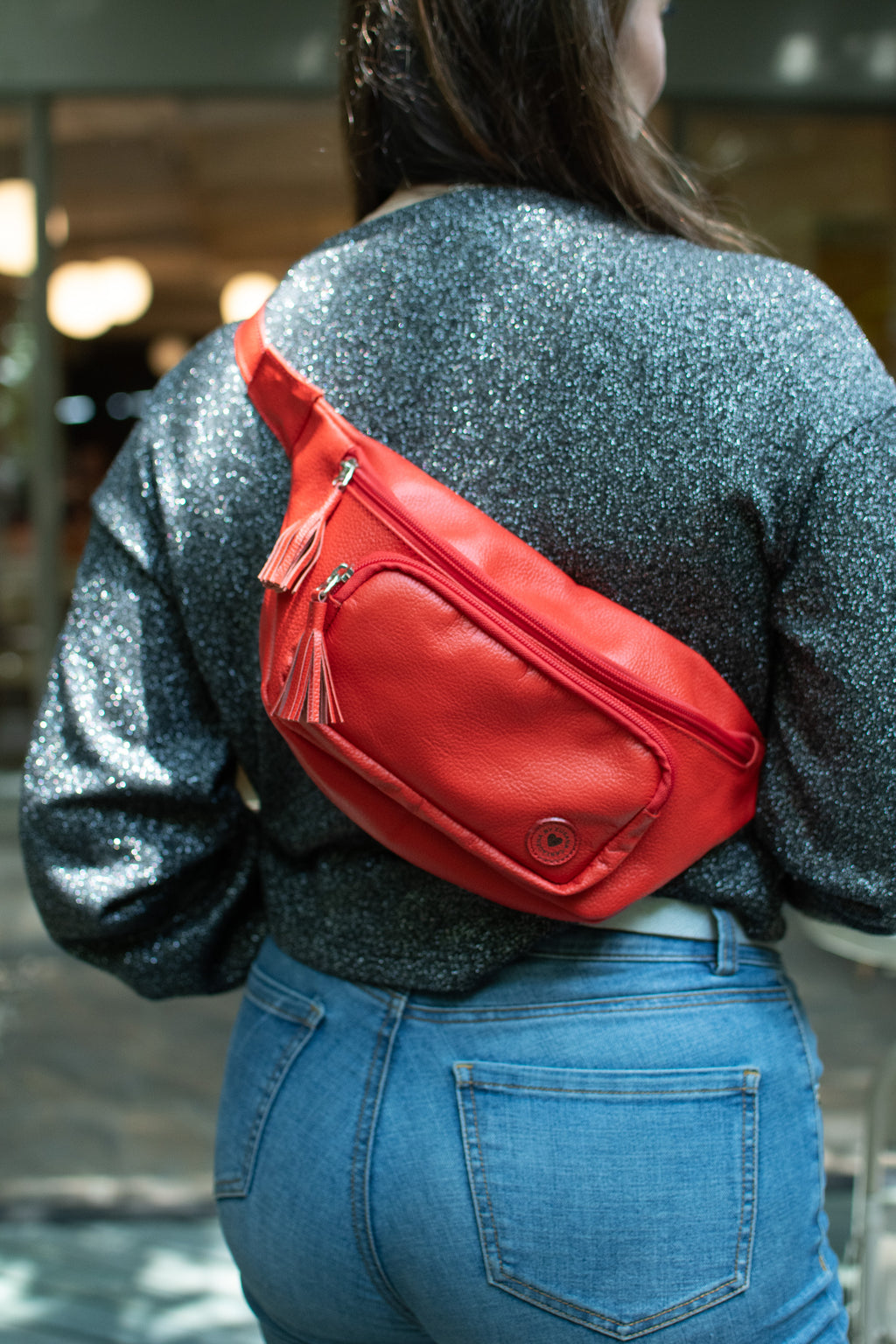 Red Leather Fanny Pack