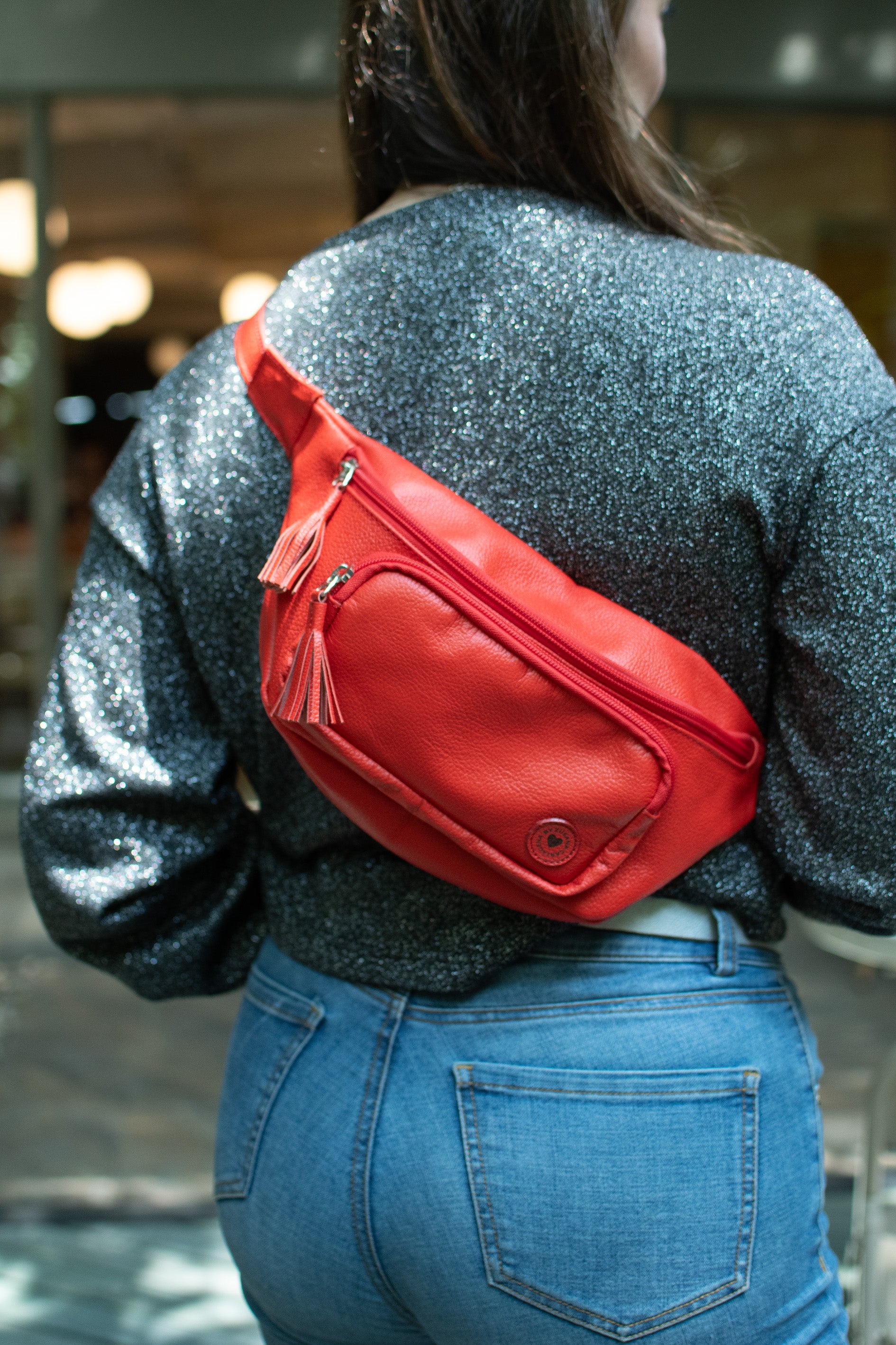 Red Leather Fanny Pack