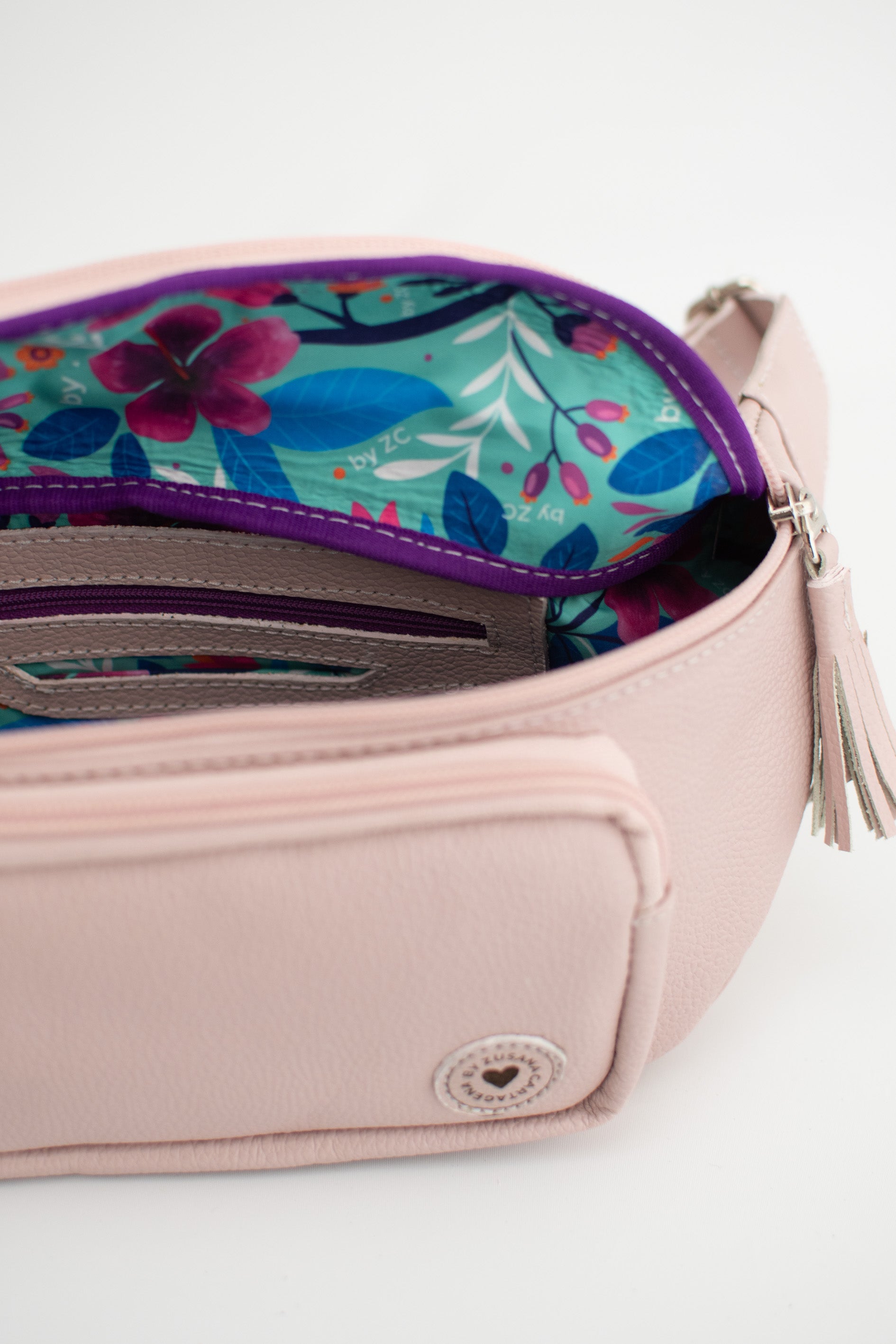Pink Women Leather Waist Bag