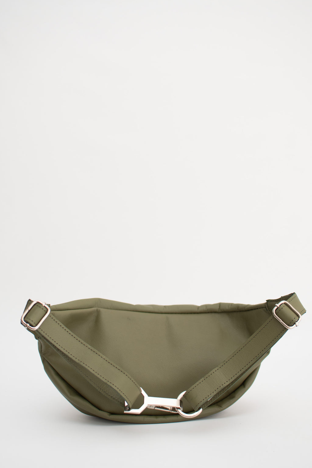 Olive Green Leather Fanny Pack