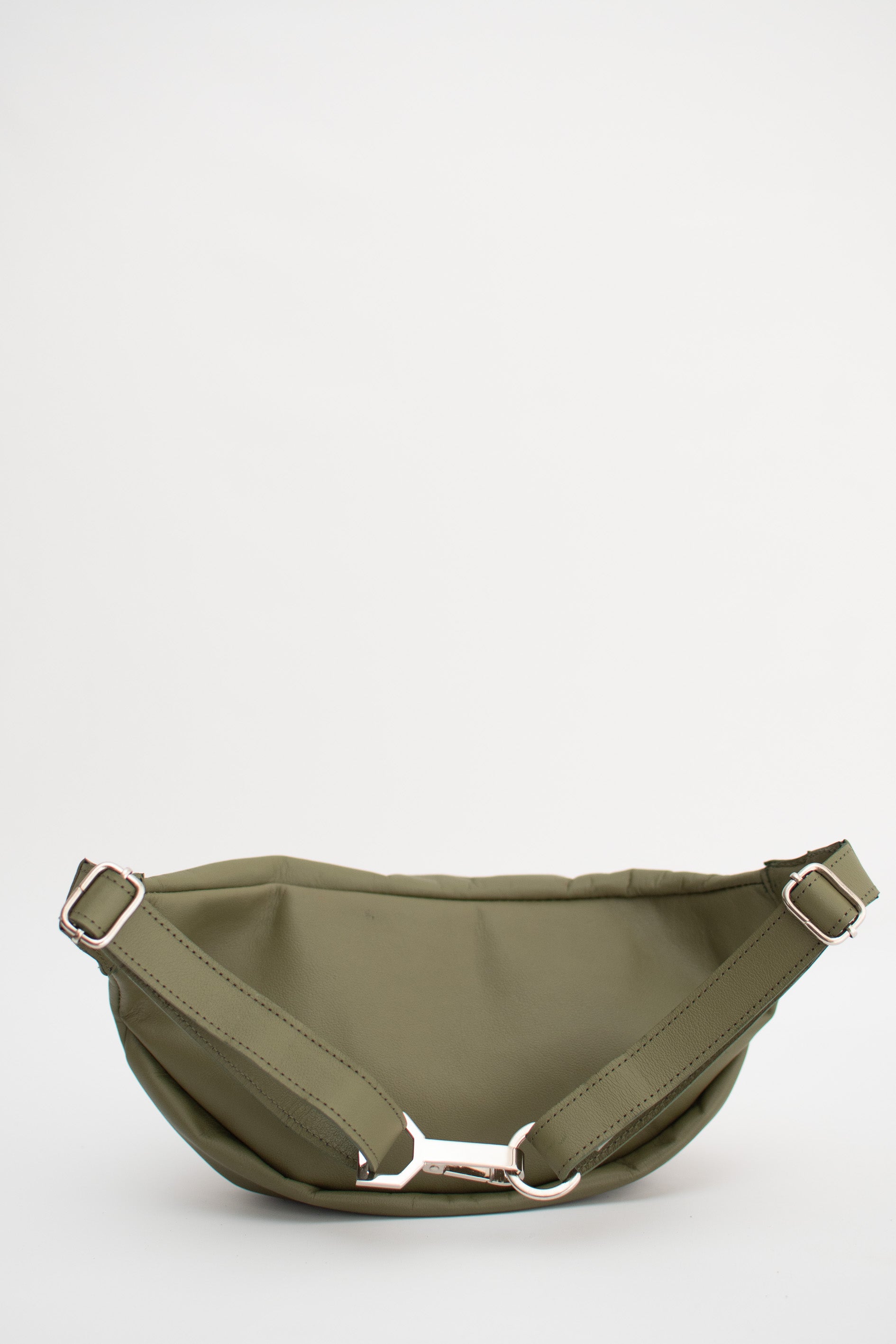 Olive Green Leather Fanny Pack