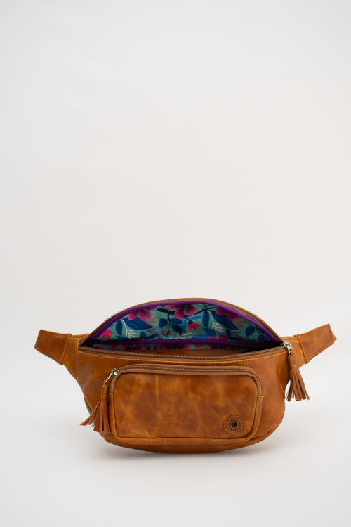 Cognac Brown Leather Fanny Pack