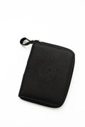 Black Engraved Leather Zip Wallet