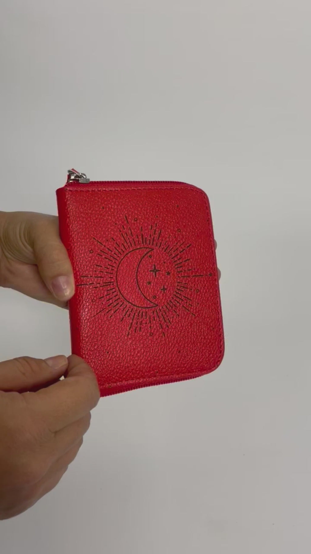 Green Engraved Leather Zip Wallet